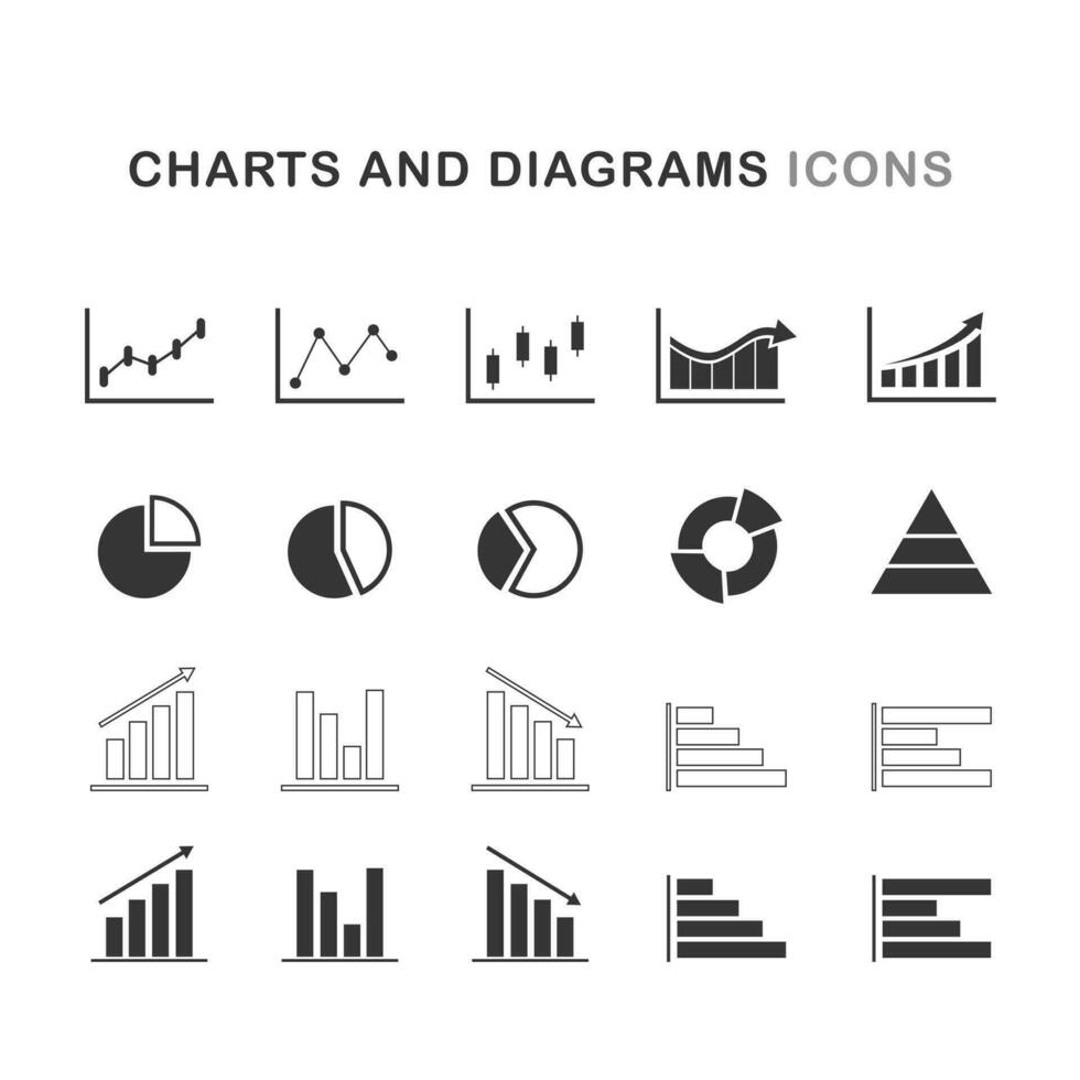 cartas y diagramas iconos reporte iconos vector