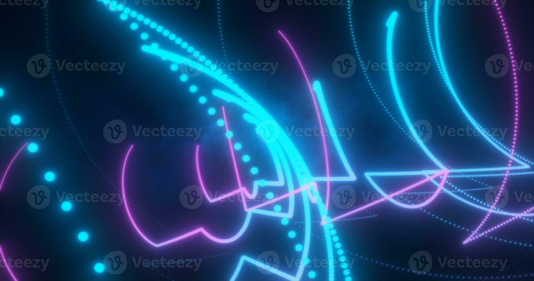Abstract blue and purple glowing neon energy laser lines flying on a black background photo