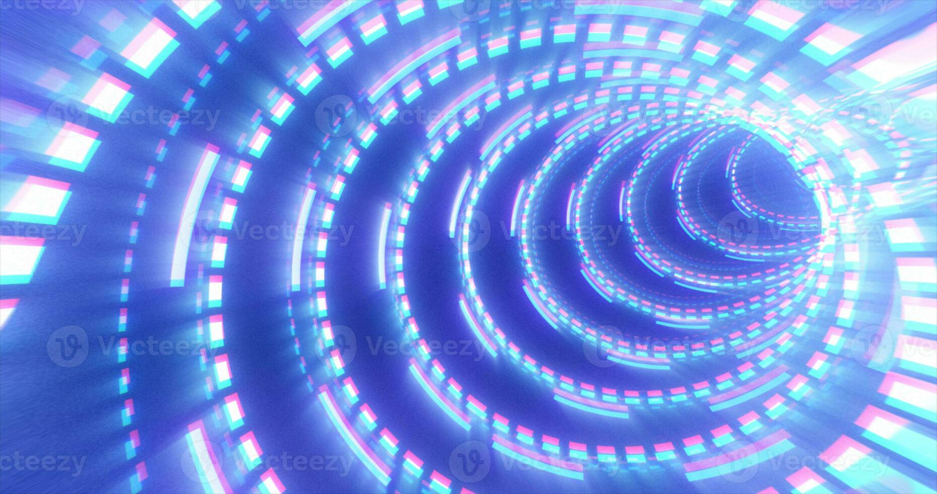 Abstract futuristic blue hi-tech tunnel from energy circles and magic lines background photo