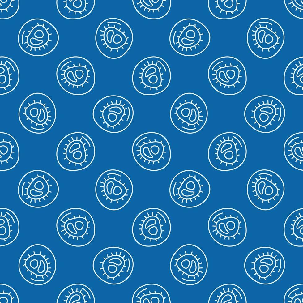 Microbe vector concept blue thin line seamless pattern