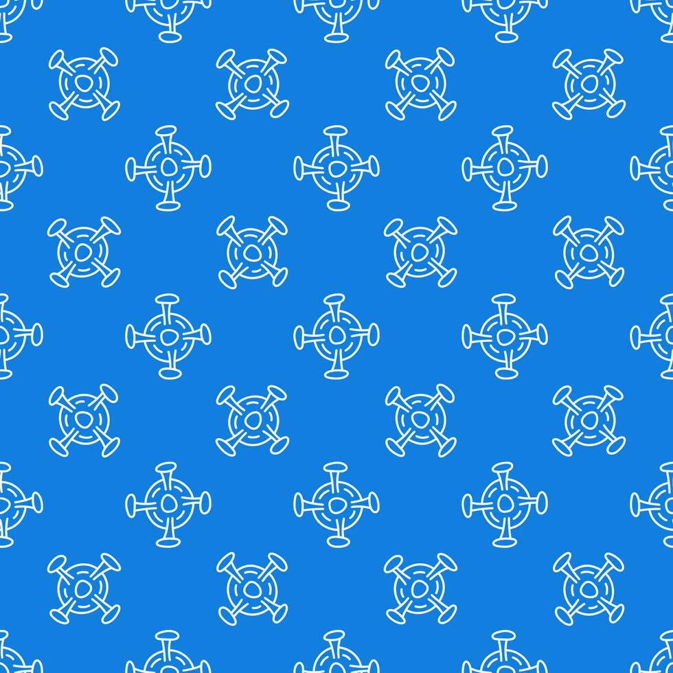 Microbe Bioengineering vector concept line blue seamless pattern