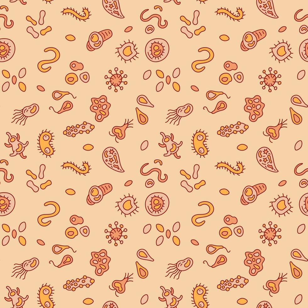 Viruses abstract vector Microbiology concept creative seamless pattern