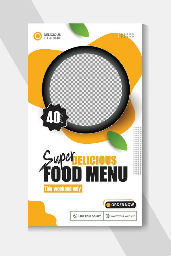 Super delicious fast food social media post template or food social media stories template design. vector