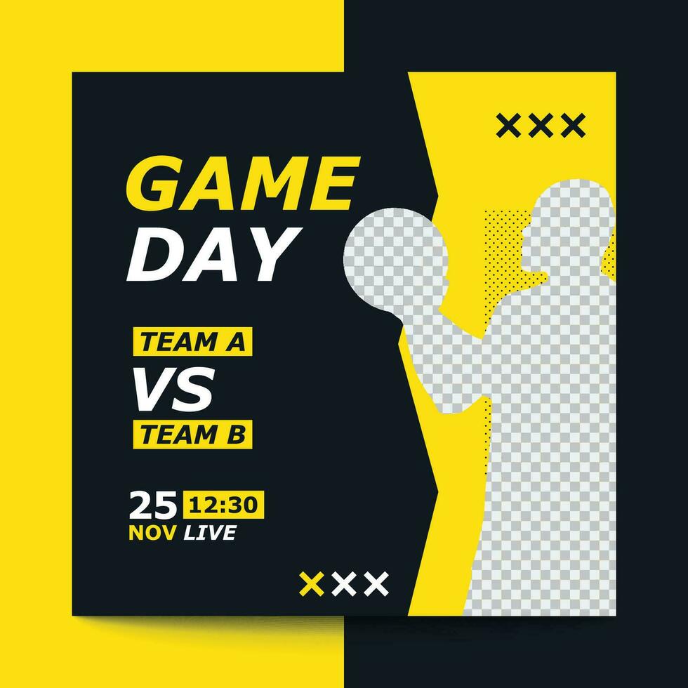 Game day social media post design template vector