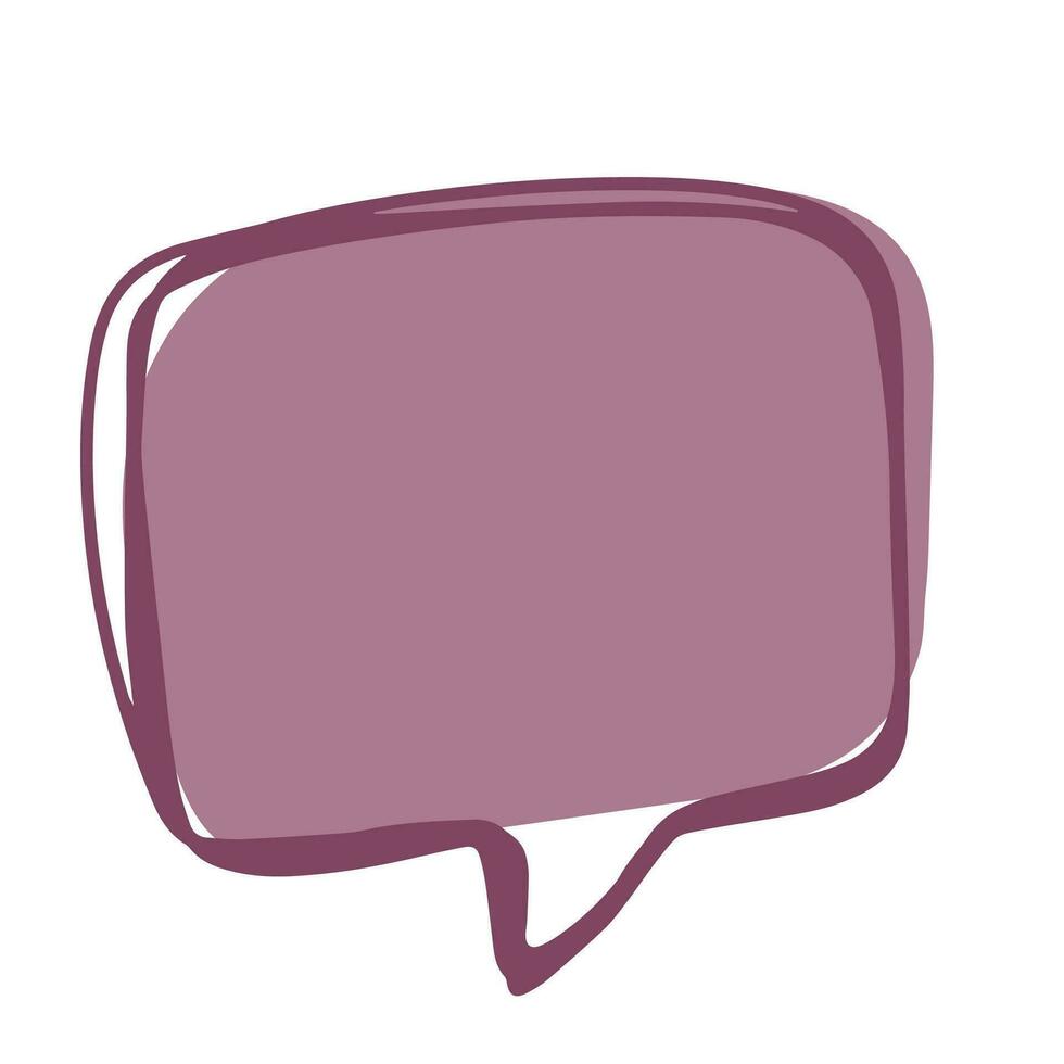 Purple Speech Bubble for text Box in Cute Cartoon Doodle Vector Illustration