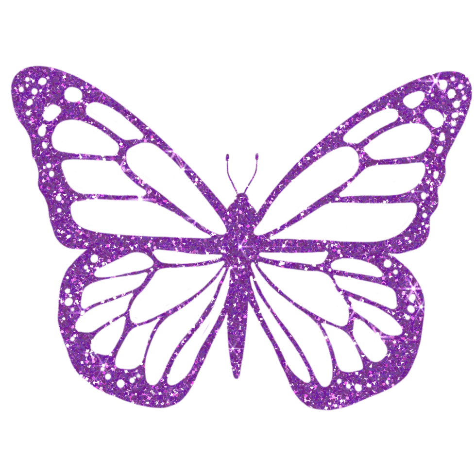 Purple butterfly glitter on transparent background. Butterfly icon.Design for decorating,background, wallpaper, illustration png