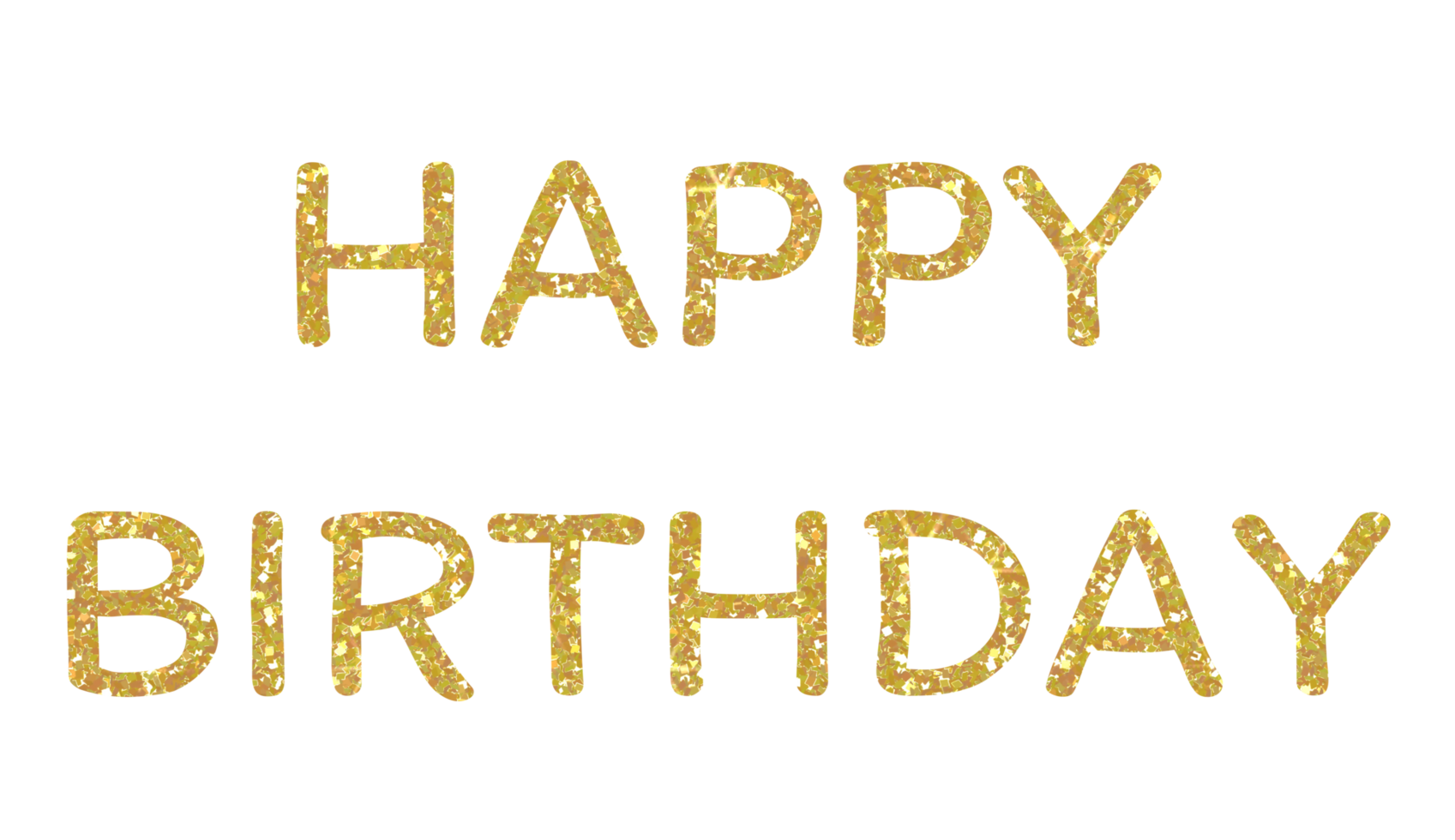 Golden glitter text of Happy Birthday on the transparent background. Design for decorating, background, wallpaper, illustration. png