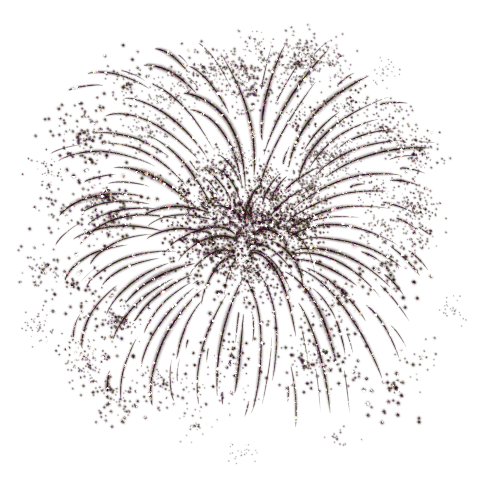Black fireworks design on transparent background. Fireworks icon. Design for decorating,background, wallpaper, illustration png