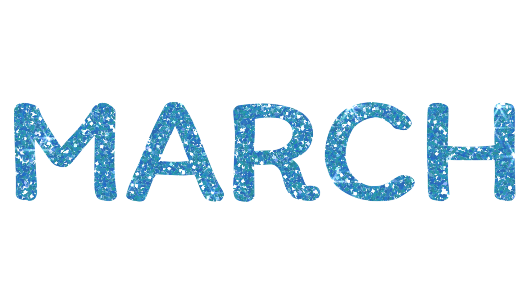 Blue glitter MARCH Letters Icon. March sign. Design for decorating, background, wallpaper, illustration. png