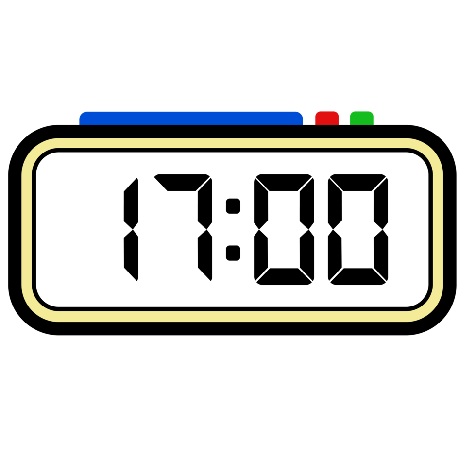 Digital Clock Time Show 17.00, Clock 24 Hours Illustration, Time