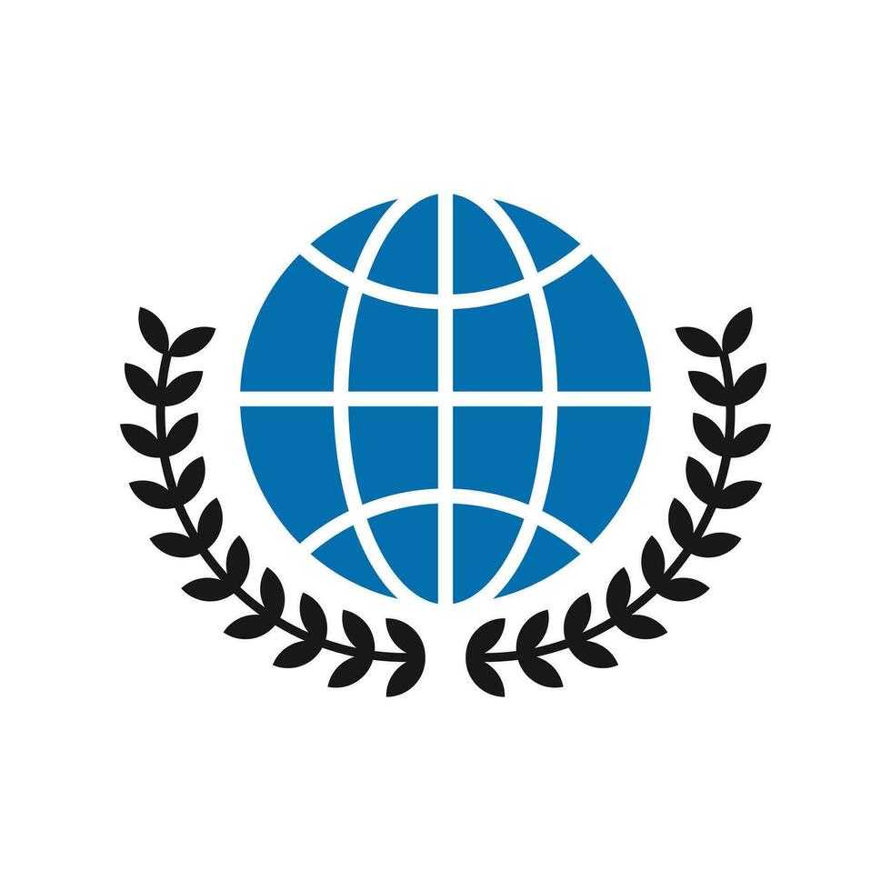 Vector illustration of modern laurel wreath and globe logo