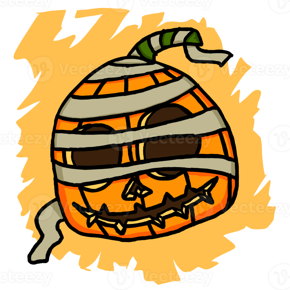 halloween pumpa huvud tecknad serie illustration för sublimering design png