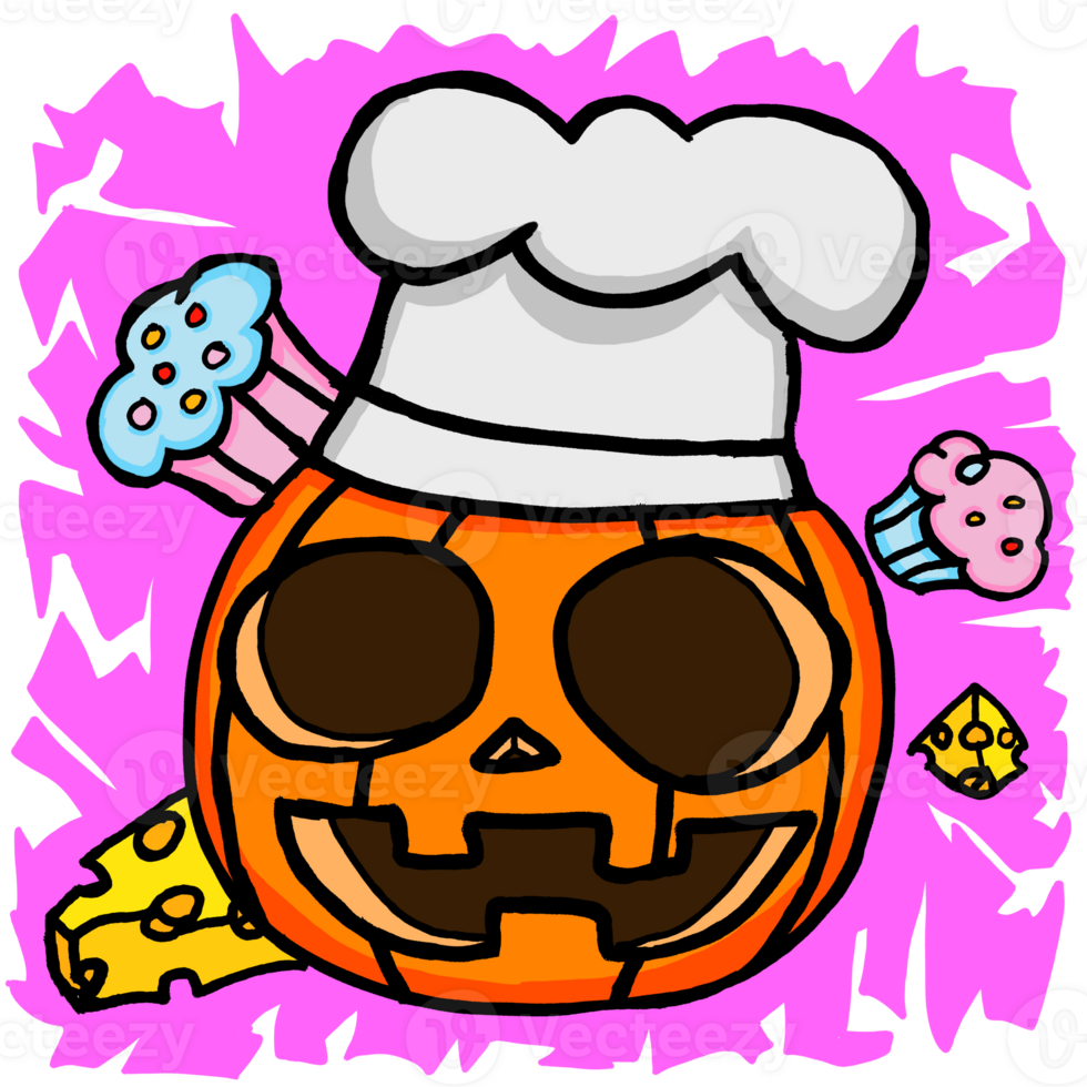 halloween pumpa huvud tecknad serie illustration för sublimering design png