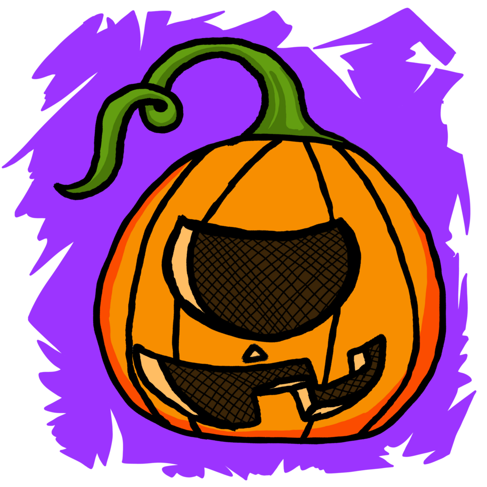 Halloween Pumpkin Head Cartoon Illustration For Sublimation Design png