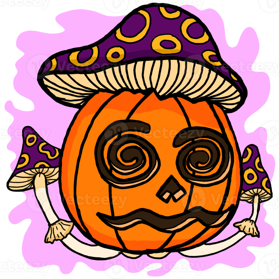 halloween pumpa huvud tecknad serie illustration för sublimering design png