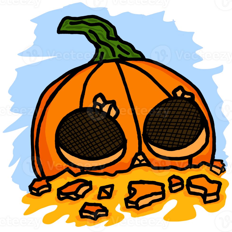 halloween pumpa huvud tecknad serie illustration för sublimering design png