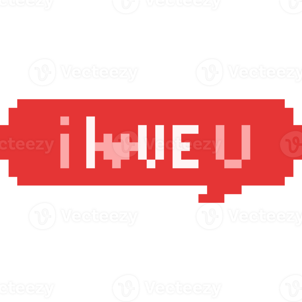 Pixel art i love you speech balloon png