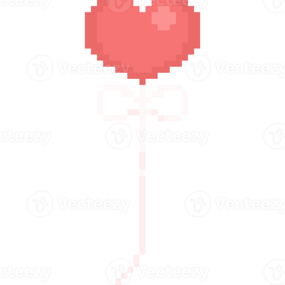 Pixel art heart balloon icon png