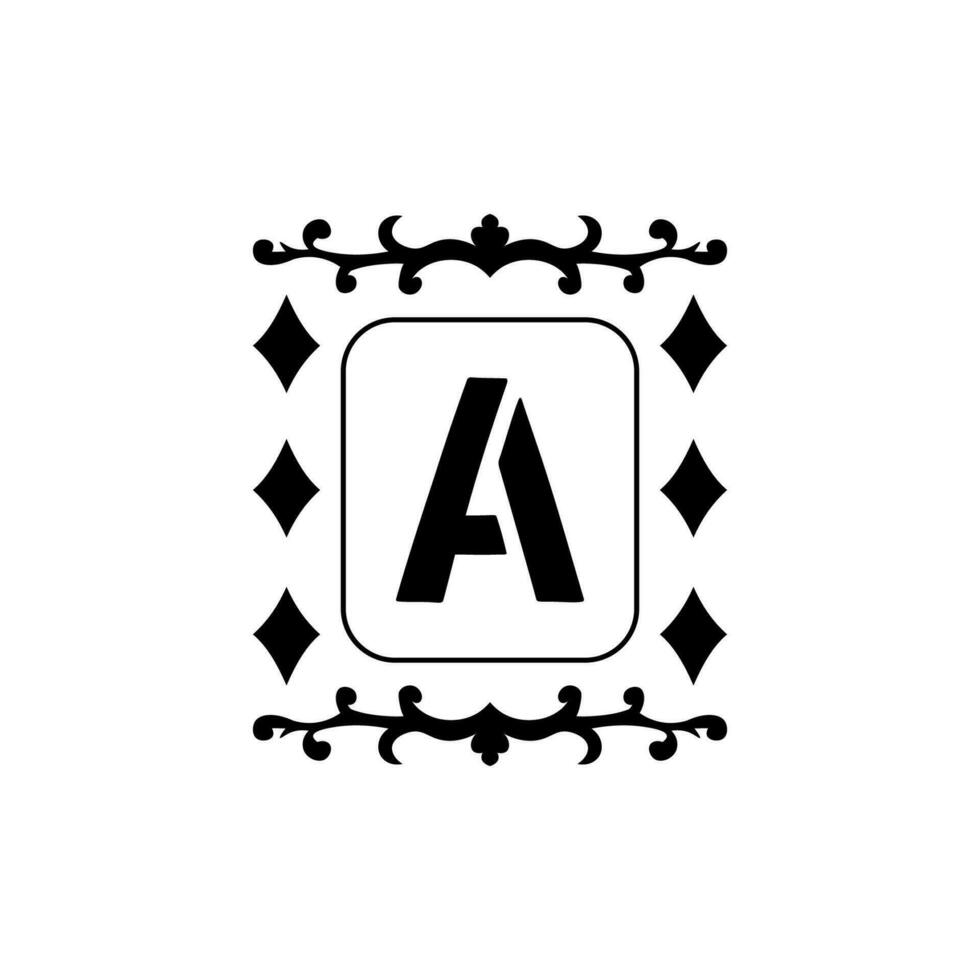 Initial A, monogram logo with vintage frame vector