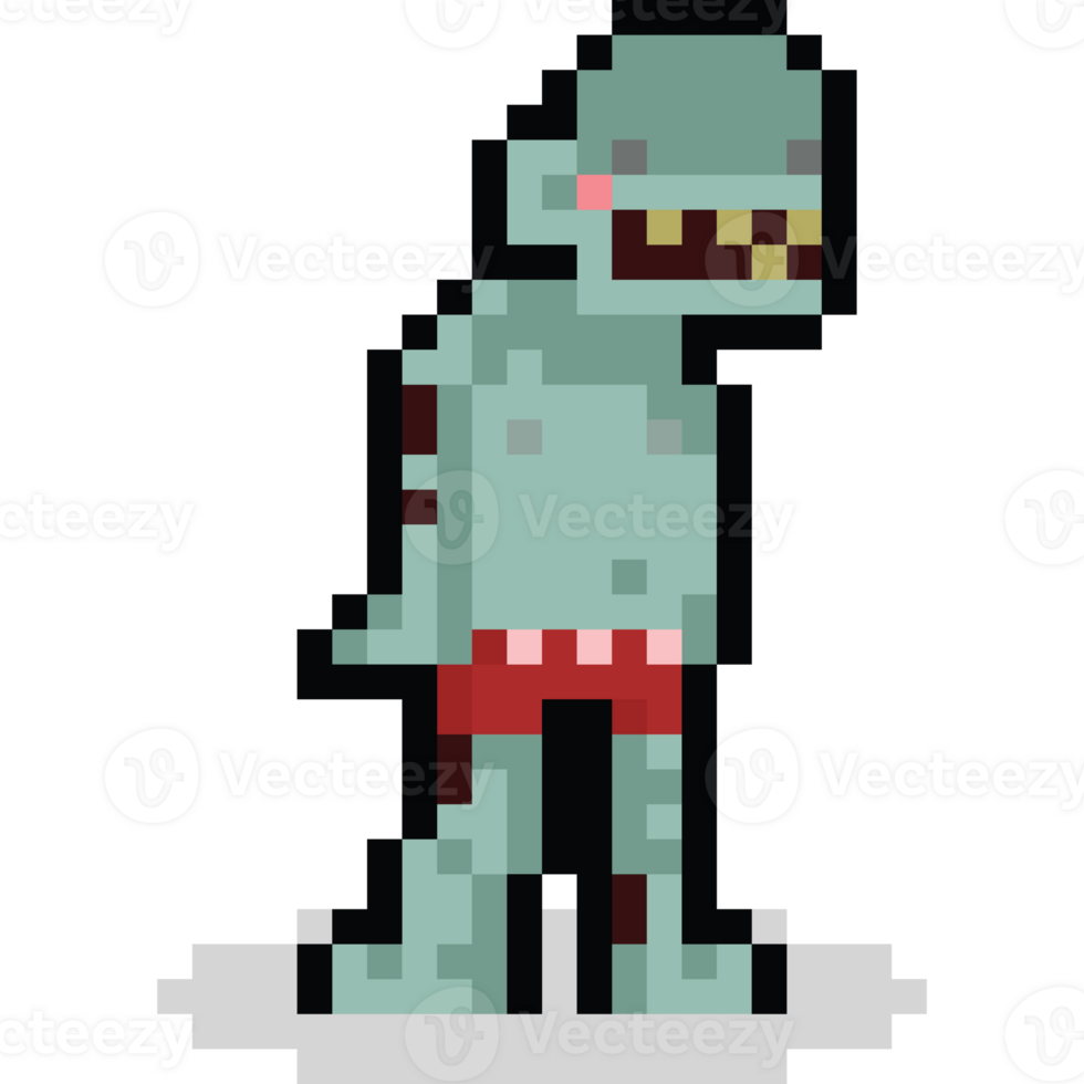 Pixel art cartoon ugly zombie character 2 png