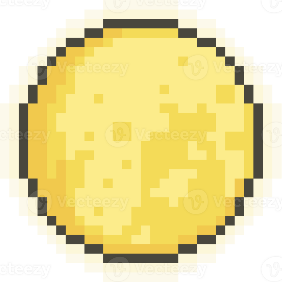 Pixel art glowing moon icon png
