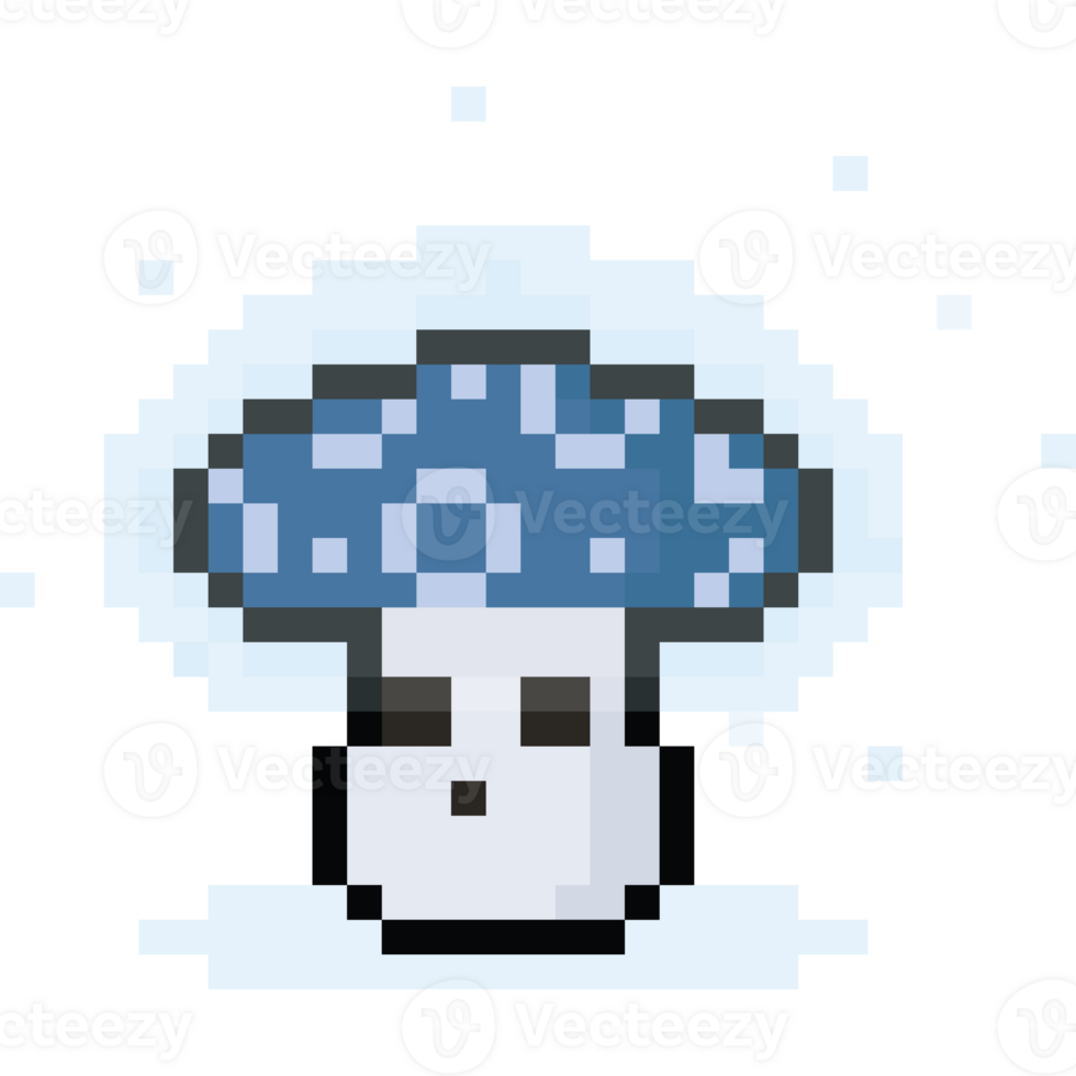 Pixel art glowing mushroom character png