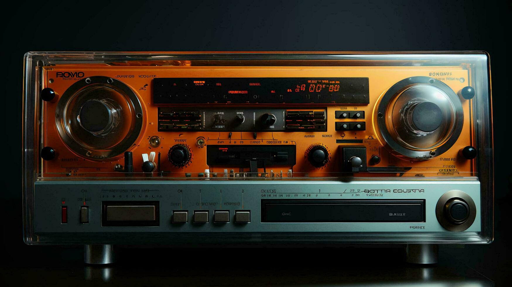 Old stylish vintage retro cassette video recorder poster from 80s 90s photo