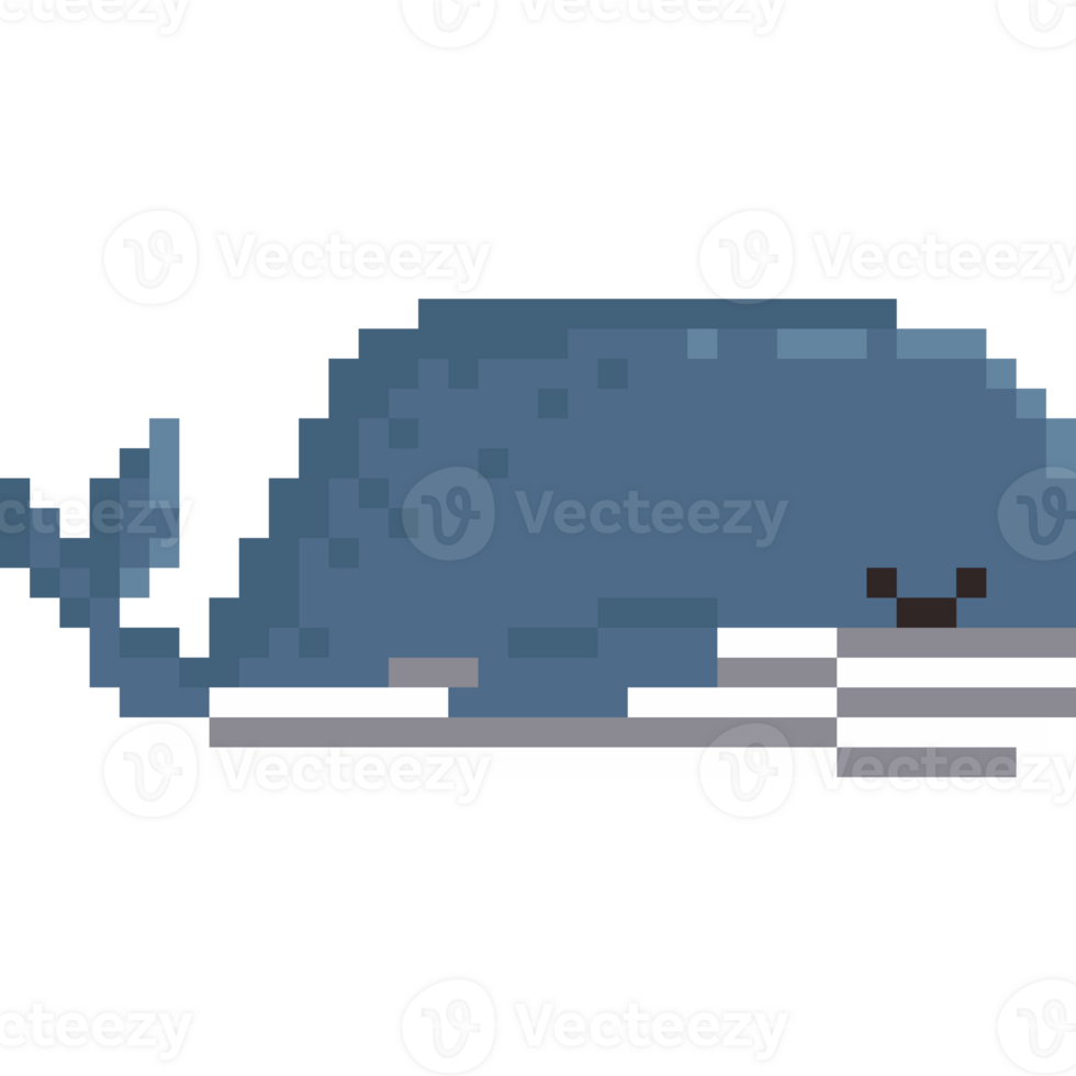 Pixel art cartoon whale character png