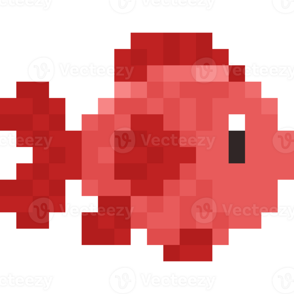 Pixel art cartoon fish character png