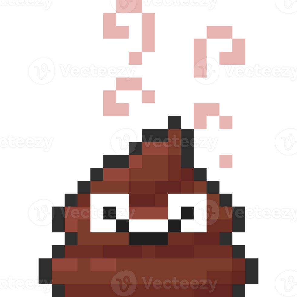 Pixel art cartoon poop character png