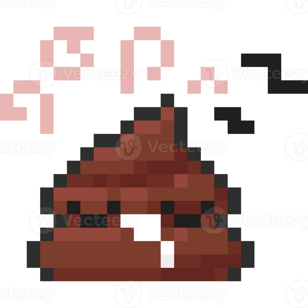 Pixel art cartoon poop character png