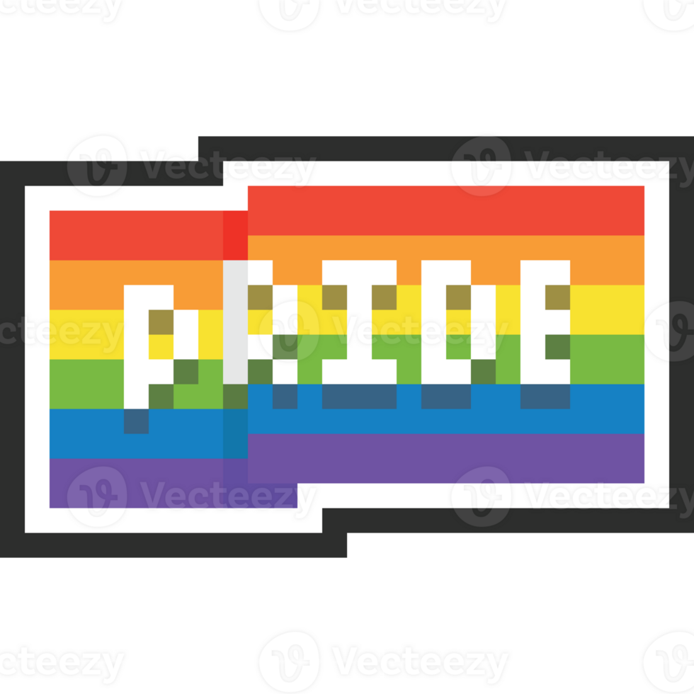 Pixel art cartoon pride flag icon png