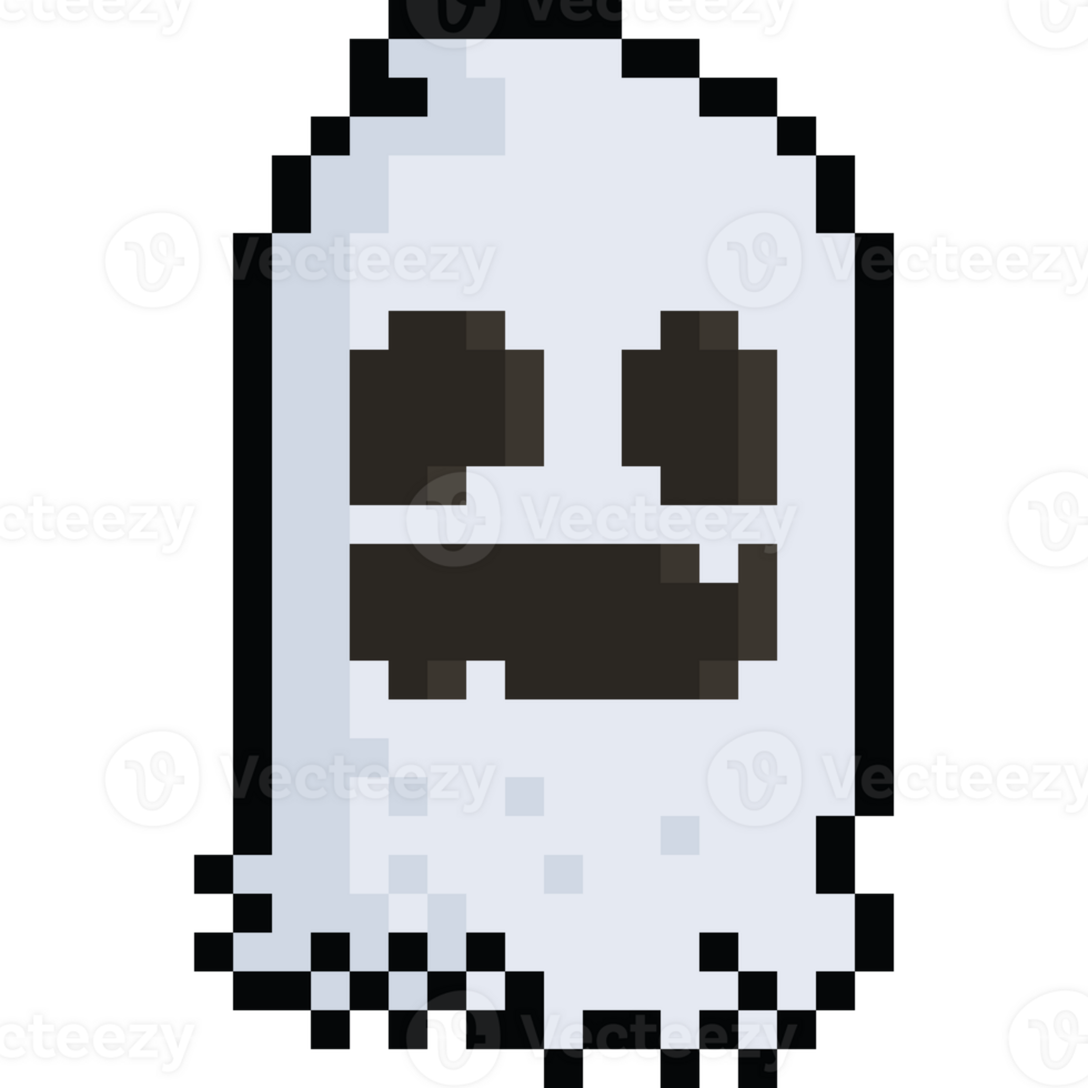 Pixel art cartoon halloween ghost character png