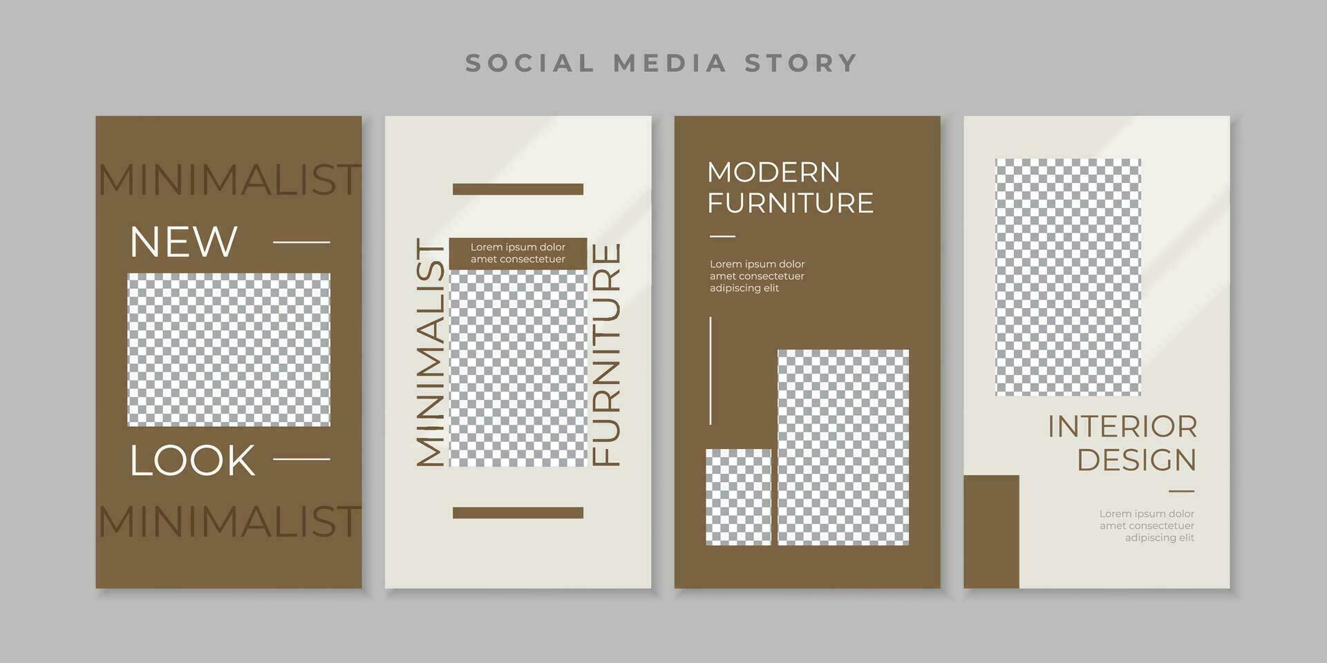 Minimalist interior social media story template vector