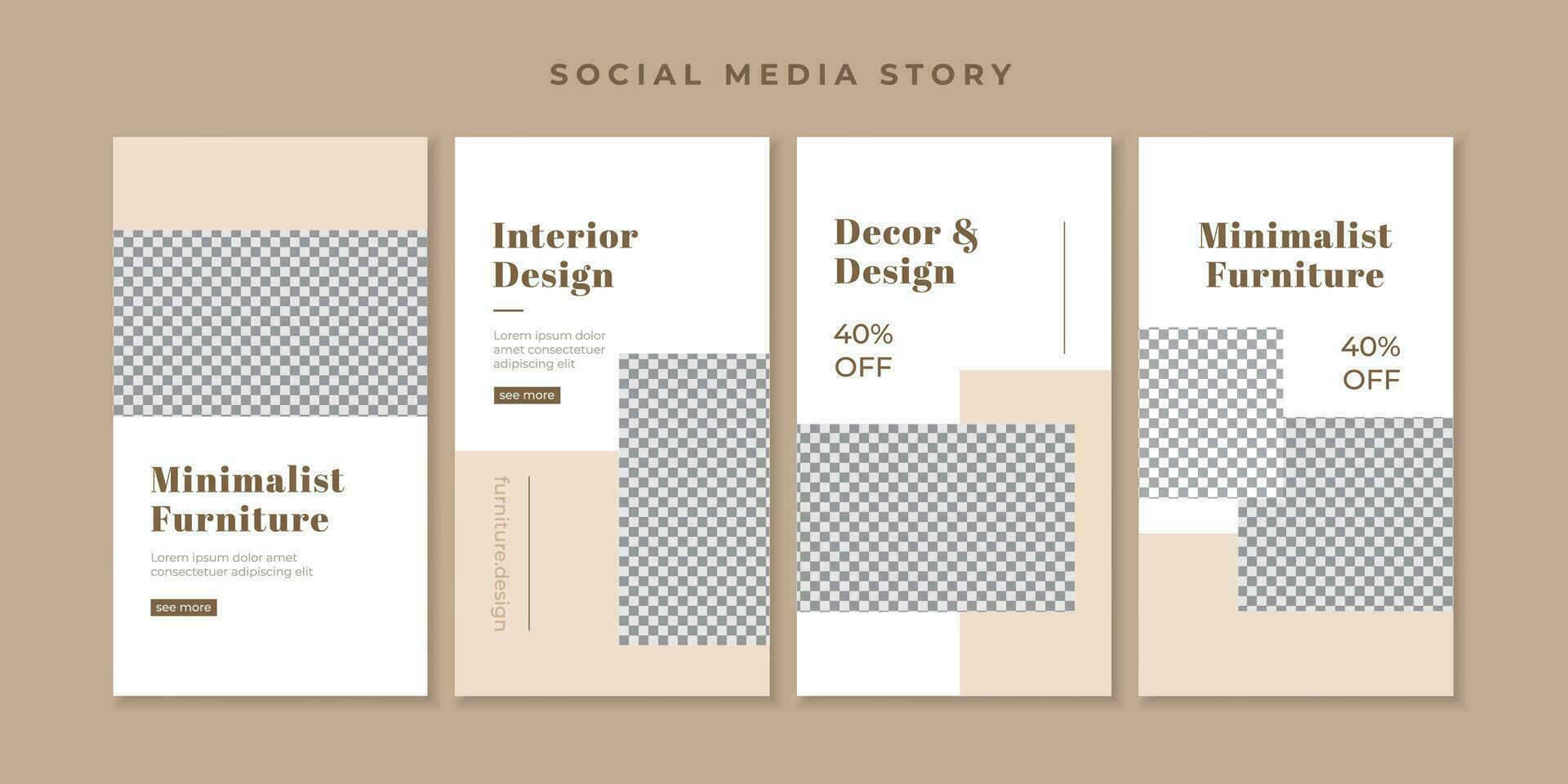 Minimalist interior social media story template vector