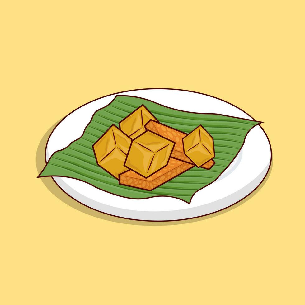 Detailed tofu and tempe on plate illustration for food icon, illustration of asian food icon vector