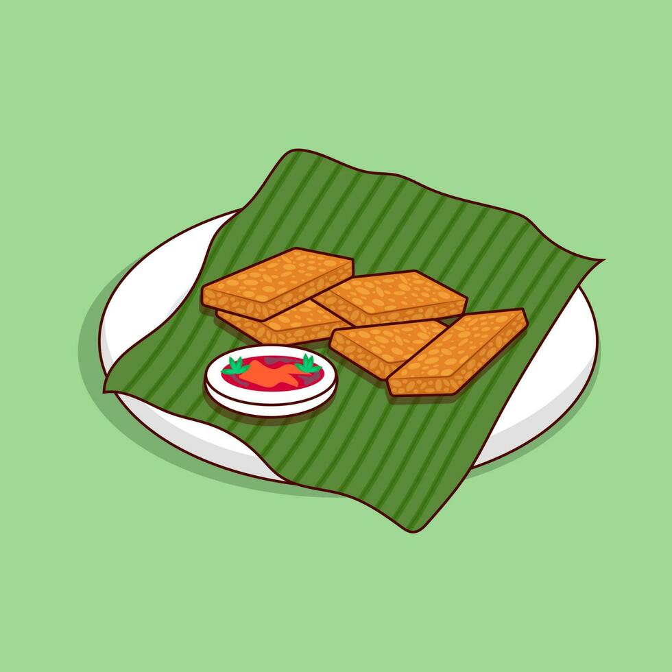 Detailed tempe with sauce illustration for food icon vector
