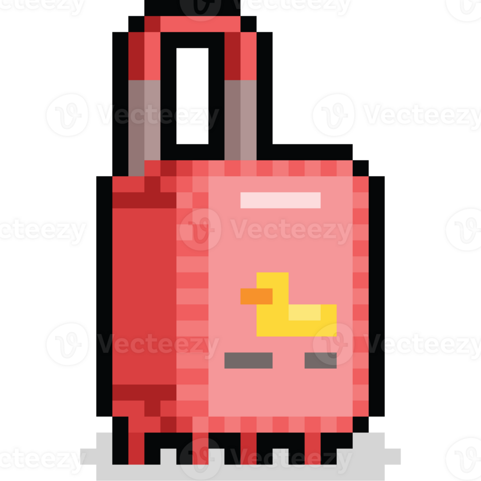Pixel art pink luggage icon png