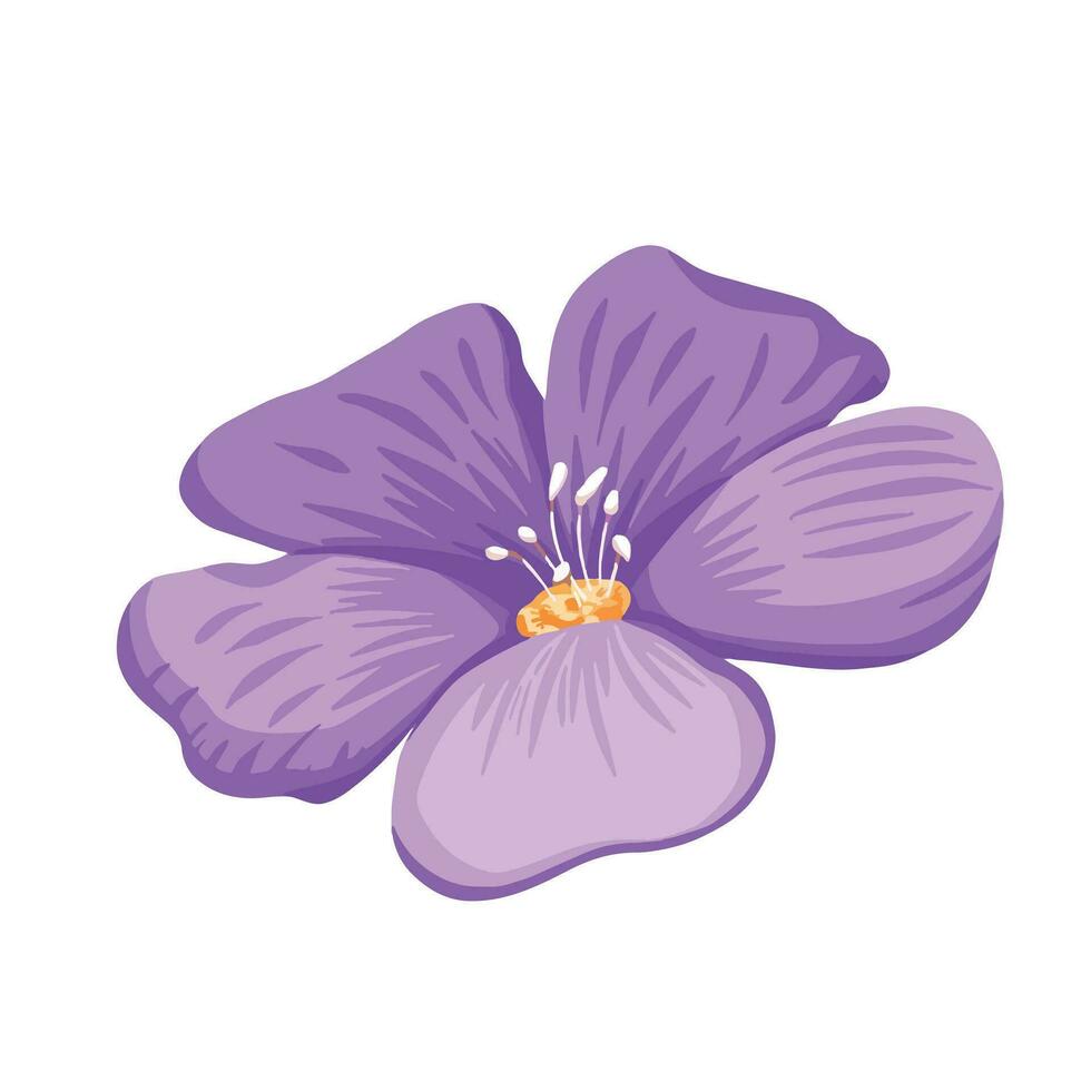 púrpura de colores flor pétalos flor estambres vector ilustración aislado en cuadrado blanco antecedentes. sencillo plano dibujos animados Arte estilizado dibujo.