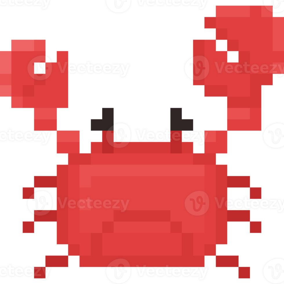 Pixel art cartoon crab character png