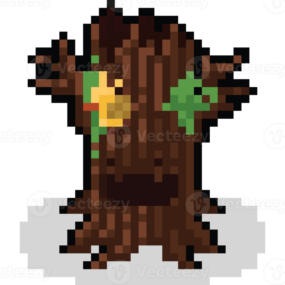 Pixel art cartoon cute tree character character png