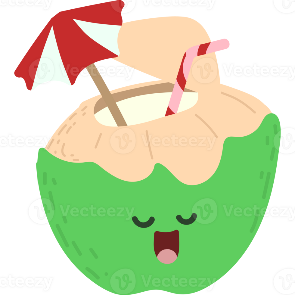 Coconut drink cartoon illustration png