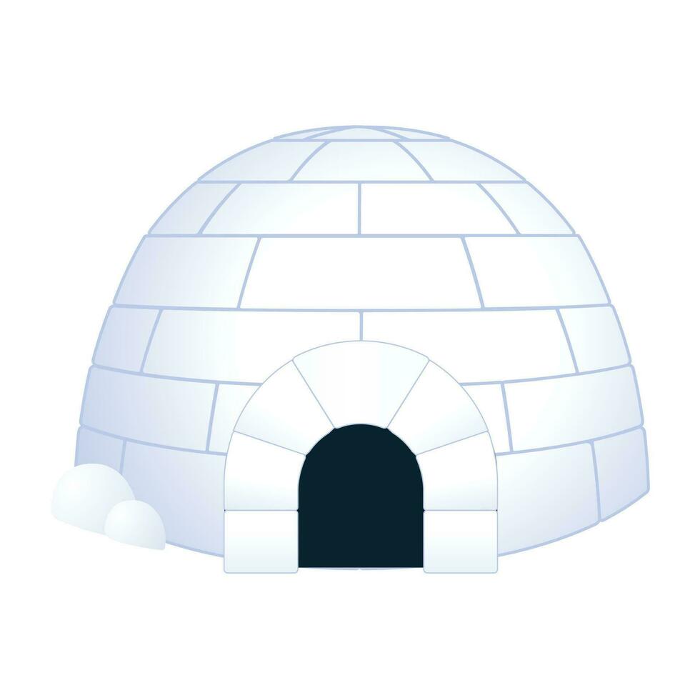 Igloo Ice House in winter on White Background Stock Illustrations vector