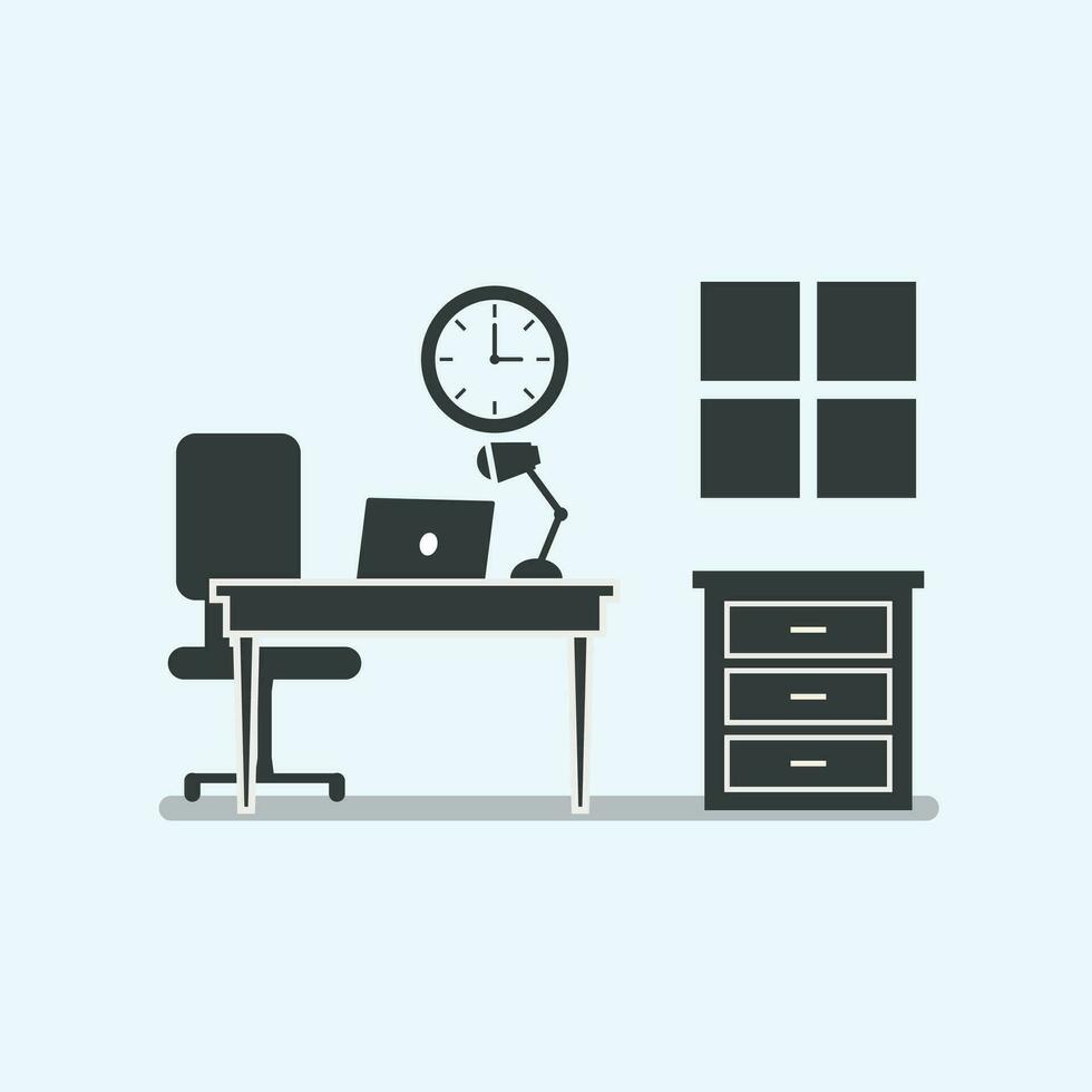 Office Desk Silhouette Stock Vector Illustrations