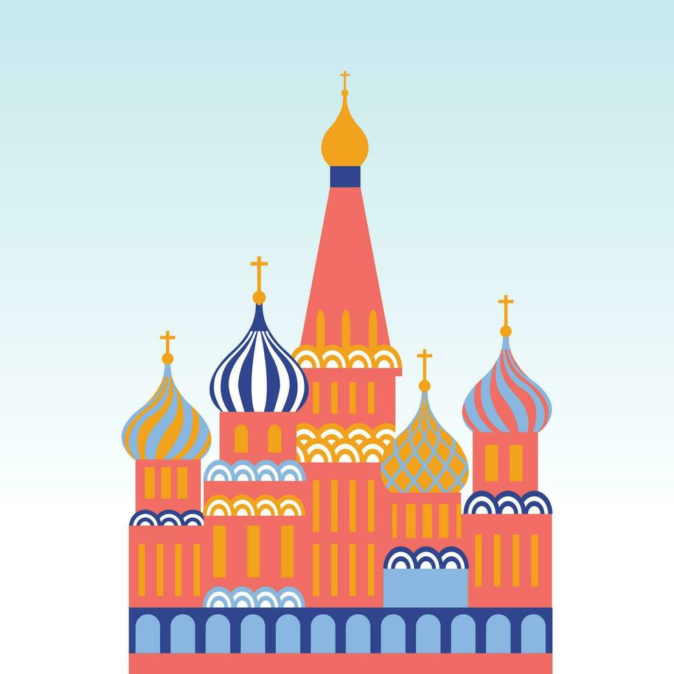 Russia Moscow Saint Basil Cathedral Stock Vector Illustrations