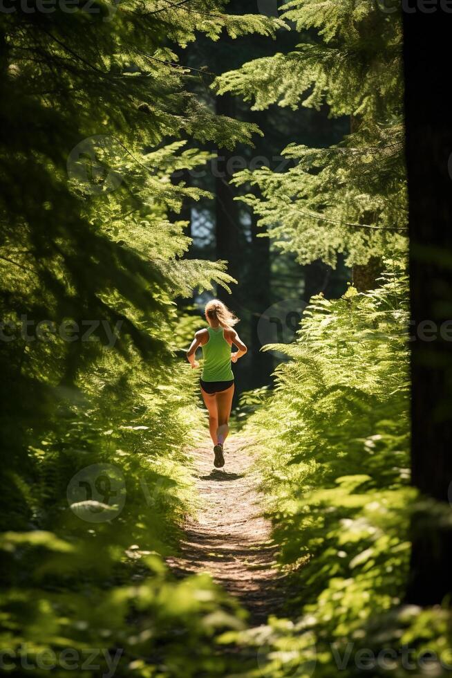 Forest Sprint - Capturing the Runner's Willpower Amidst Nature photo