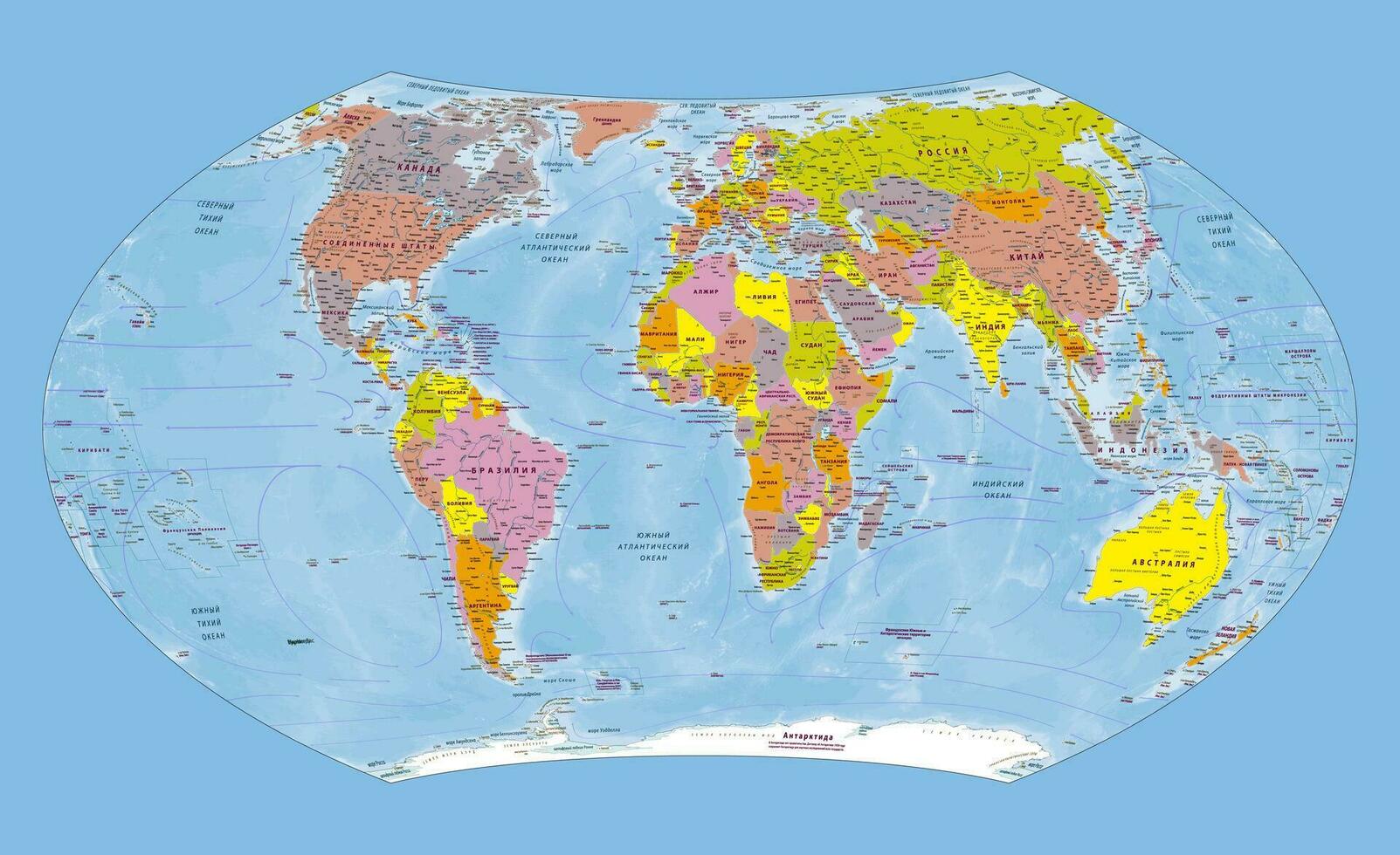 político mundo mapa ruso idioma wagner viii proyección vector