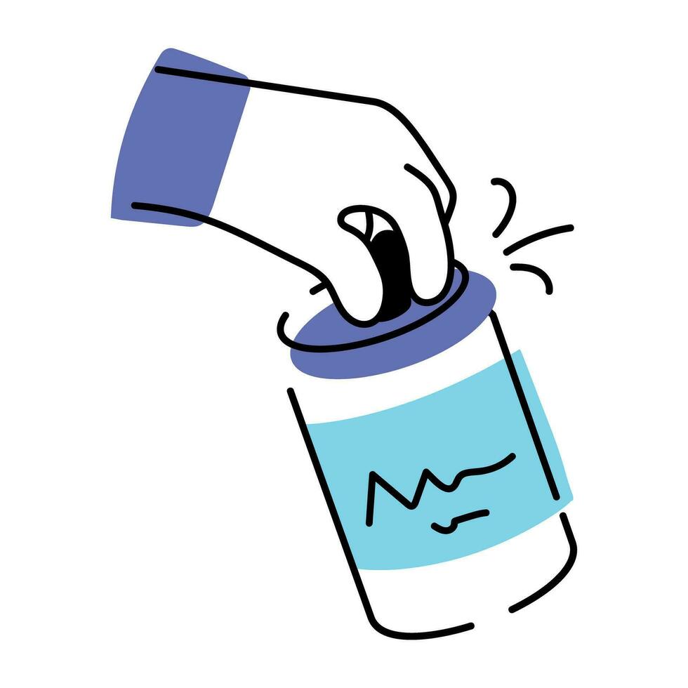 Doodle icon of opening drink can vector