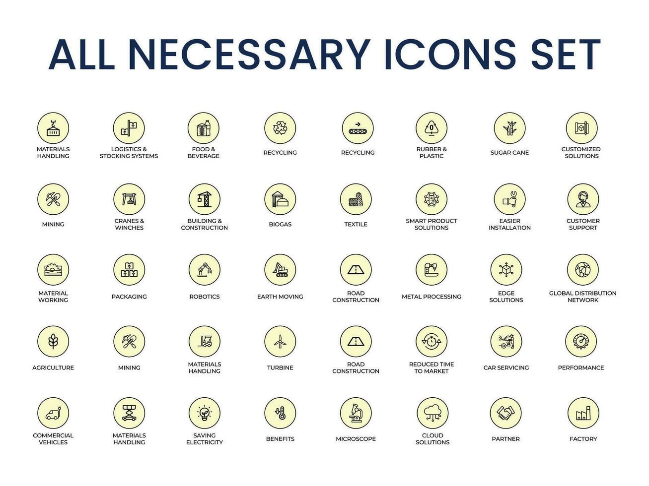 All Necessary Business Icon Set Vector Illustrations