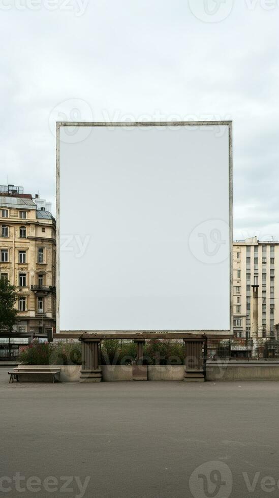 Historic cityscape crowned by a blank billboard frame, blending the old and the new AI Generative photo